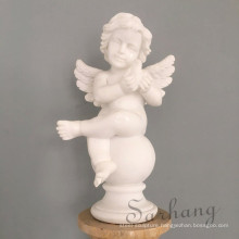 White Marble Small Angel Figurines Stone Peace Angel Statues Baby Angel and Bird of Peace Sculptures